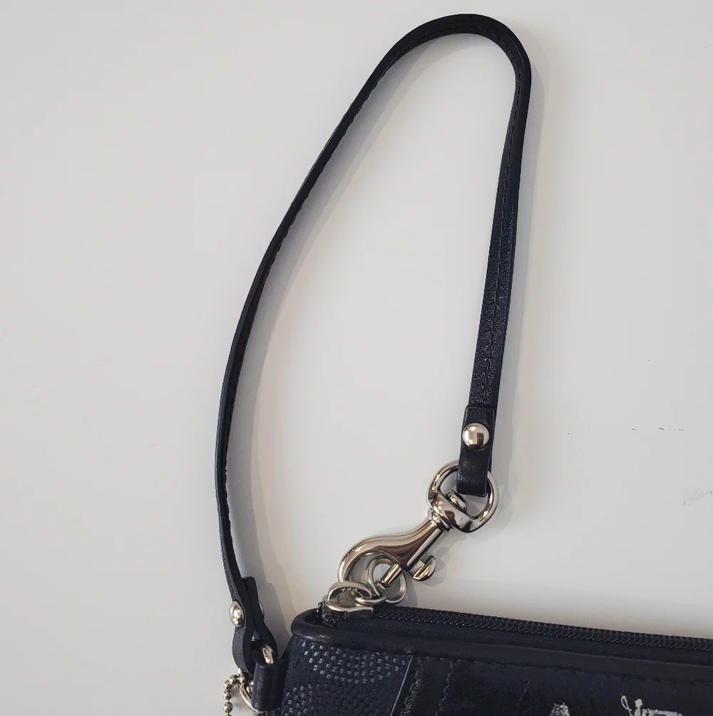 COACH Black Signature Wristlet Pouch